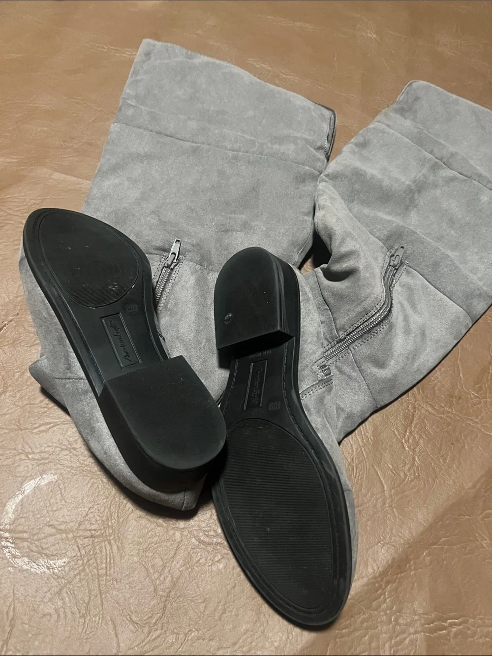 American Eagle Outfitters Over-the-Knee Suede Boots in Light Gray